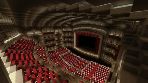 Minecraft Auditorium, Minecraft Hall Design, Minecraft Theatre Ideas, Minecraft Theatre, Minecraft Theater, Minecraft Ballroom, Minecraft Movie Theater, Minecraft Cinema, Minecraft Casino