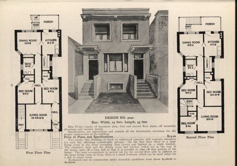 Vintage Apartment Floor Plans, Row House Floor Plan, Apartment Blueprints, Vintage Floorplans, Map Building, Manor Floor Plan, Corner Building, Narrow House Designs, Vintage Apartment