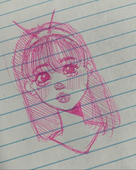 Krikiiiop Art, Pink Drawings, Pink Sketch, Pink Drawing, Color Drawing Art, Indie Drawings, Animation Art Sketches, Cute Sketches, Sketchbook Art Journal