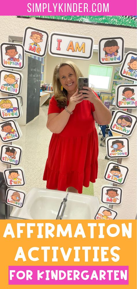 Inspirational Mirror Classroom, Kindergarten Affirmation Station, Affirmation Station Preschool, Mirror Positive Affirmations Classroom, Mirror In Preschool Classroom, Preschool Mirror Activities, Kindergarten Affirmation Mirror, Preschool Affirmation Mirror, Mirror Positive Affirmations