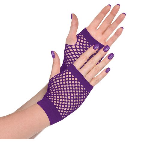 Purple Fishnet Glovelettes | Party City Net Gloves, Black Fingerless Gloves, Red Fishnets, Fishnet Gloves, Hand Dress, 80s Costume, Halloween Costume Shop, Halloween Store, Toddler Costumes