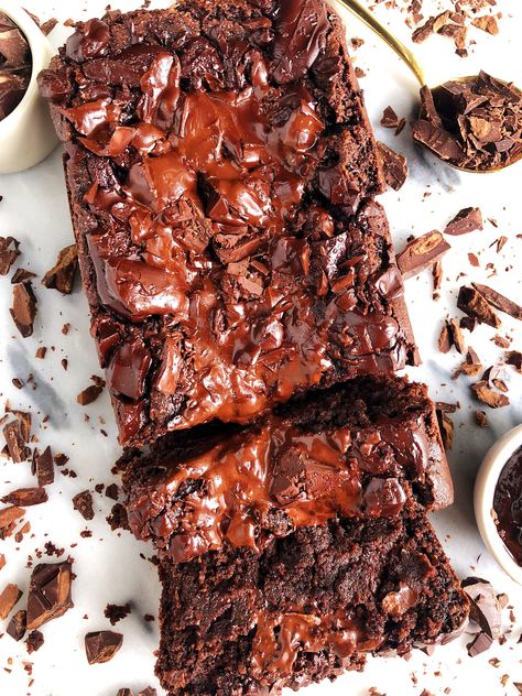 Paleo Dark Chocolate Brownie Bread (vegan + gluten-free) Brownie Loaf, Brownie Bread, Dark Chocolate Brownie, Gooey Chocolate Brownies, Paleo Brownies, Dark Chocolate Brownies, Chocolate Sheet Cake, Almond Flour Recipes, Paleo Chocolate