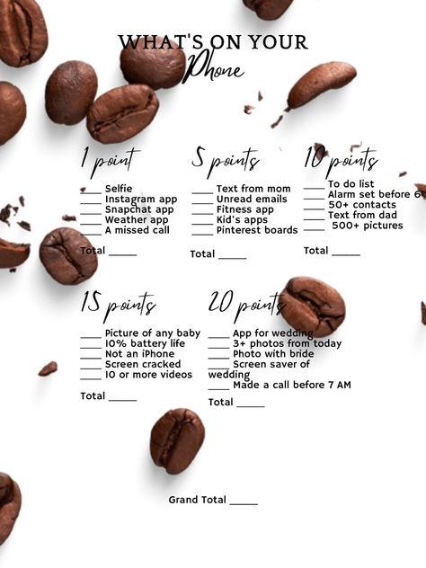 This Party Games item by GracesDigitalShop has 12 favorites from Etsy shoppers. Ships from United States. Listed on Aug 16, 2024 Bridal Shower Favors Coffee Theme, Coffee House Theme Party, Coffee Themed Bridal Shower Games, Coffee Wedding Shower Theme, Espresso Bridal Shower Theme, Bridal Shower Coffee Theme, Coffee Bar Bridal Shower Ideas, Coffee Themed Bridal Shower Ideas, Coffee Wedding Theme