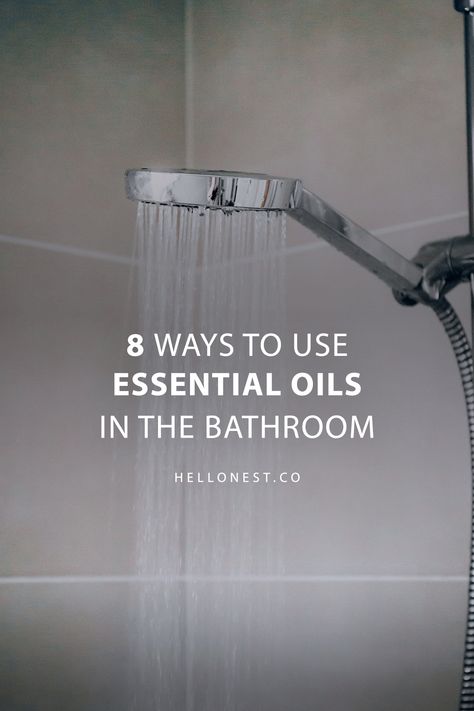 8 Ways to Use Essential Oils in the Bathroom | Hello Nest Peppermint Shake, Ways To Use Essential Oils, Daily Shower Spray, Thyme Oil, Hello Glow, Cleaning Stuff, Shower Oil, Natural Cleaning, Glass Spray Bottle