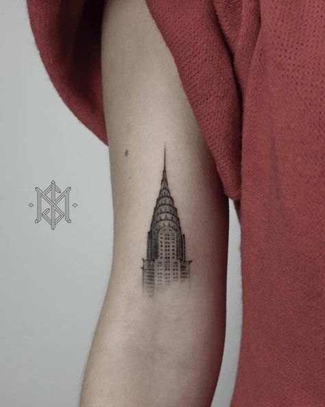 United States Culture, New York Culture, Location Tattoo, Building Tattoo, Architecture Skyscraper, Nyc Tattoo, Single Needle Tattoo, Explore Tattoo, New York City Manhattan