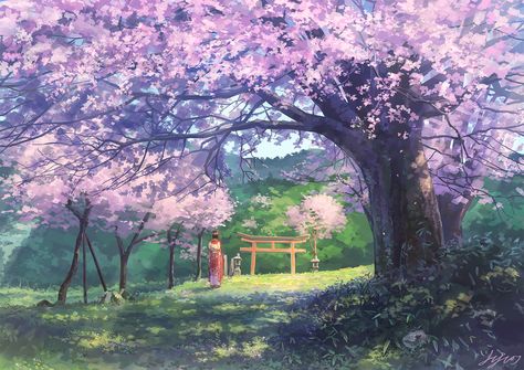 Pink Wallpaper Laptop, Sakura Tree, Real Anime, Art Videos Tutorials, Blossoms Art, Anime Backgrounds Wallpapers, Naruto Wallpaper, Anime Scenery Wallpaper, Fantasy Landscape