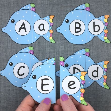 Kindergarten Collage, Fish Alphabet, English Activity, English Prepositions, Letter Craft, Ocean Unit, Alphabet Puzzles, Alphabet Crafts, Alphabet Activities Preschool