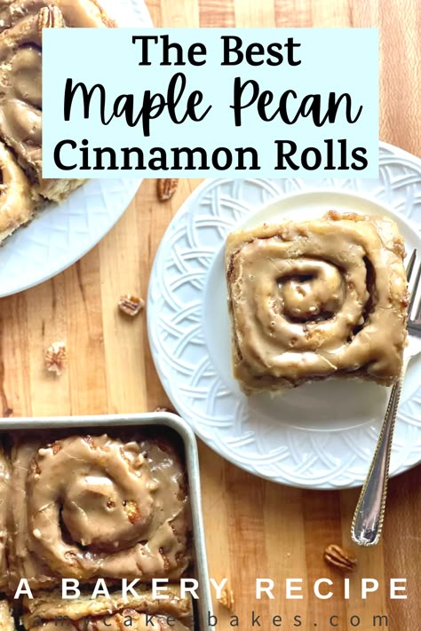 Big Homemade Cinnamon Rolls, Bakery Cinnamon Roll Recipe, Maple Pecan Cinnamon Rolls, Different Types Of Cinnamon Rolls, Amycakes Bakery, Pecan Cinnamon Rolls Recipe, Maple Cinnamon Rolls, Pecan Cinnamon Rolls, Danish Pastries