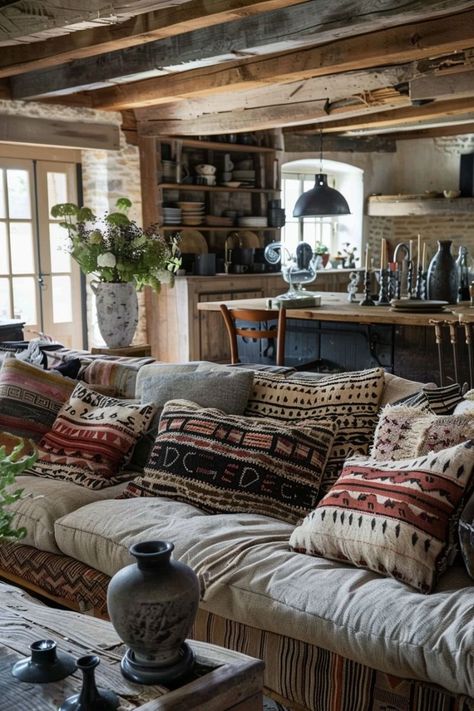 Primitive Homes Interiors, Comfy Cozy Home, English Cottage Interiors, Your Space, Primitive Living Room, Cabin Living Room, Ranch Decor, Cottage Living Rooms, Farmhouse Decor Ideas