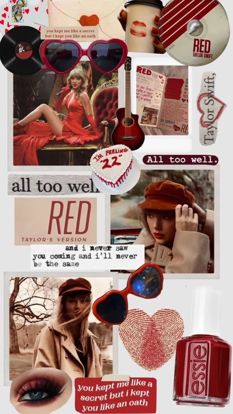 Red Ts Aesthetic, Taylor Swift Red Album Outfits, Red Album Wallpaper, Red Album Outfits, Taylor Swift Red Era Aesthetic, Red Taylor Swift Album Cover, Red Album Aesthetic, Taylor Swift Red Art, Taylor Swift Red Album Cover