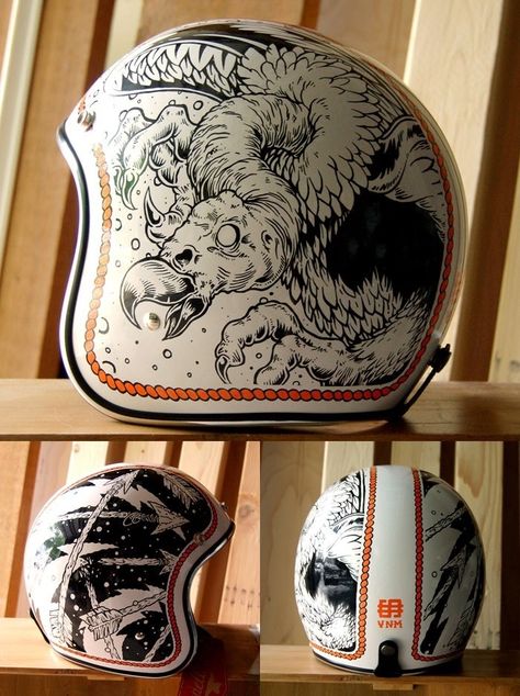 Painted Helmet, Custom Helmet Paint, Motorcycle Helmets Art, Biker Motorcycles, Black Bmw, Retro Helmet, Cool Motorcycle Helmets, Scooter Helmet, Custom Motorcycle Helmets