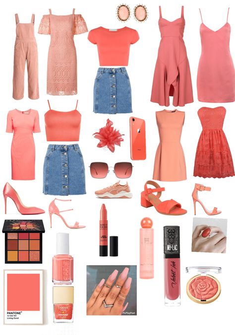 Coral Party outfit ideas | Come,Come,Coral Coral Outfit Ideas Color Combos, Coral Color Outfits, Coral Outfits For Women, Salmon Clothes, Peach Outfits For Women, Coral Shirt Outfit, Coral Pink Outfit, Coral Top Outfit, Peach Outfit Ideas