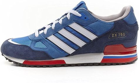 adidas Men's Zx 750' Sneaker, Blue Navy White Dark Navy, 6.5/7 UK: Amazon.co.uk: Fashion Casual Trainers, Tie Dye Cotton, All About Shoes, Synthetic Rubber, Uk Fashion, Lace Up Heels, Navy White, Dark Navy, Adidas Men