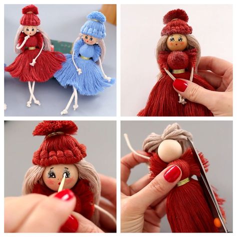 Diy Yarn Dolls, Wire Dolls, Metdaan Diy, Dolls Handmade Diy, Diy Dolls, Wool Dolls, Yarn Dolls, Knots Diy, Bendy Doll