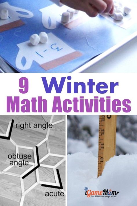 winter math activities kids from preschool kindergarten to middle school, snowflake math, acorn math, hot chocolate math, ... Outdoor Science, Stem Kids, Winter Stem Activities, Winter Math Activities, Educational Apps For Kids, Fun Backyard, Preschool Winter, Stem Ideas, Backyard Activities