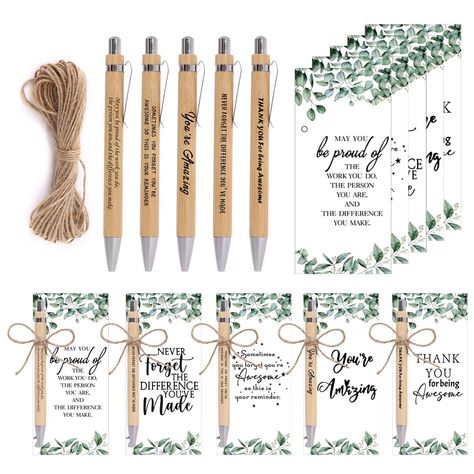 PRICES MAY VARY. Employee Appreciation Gifts:The package include 30pcs inspirational bamboo pens,30pcs employee appreciation cards designed in 5 styles (6 pieces for each) and 1 roll of 10 meters twine Suitable Size Information:The size of motivational bamboo pens measures 5.4 x 0.43 inches,which is suitable to hold,size of thank you cards for staff measure 5.9 x 2.7 inches,and the whole length of the strong hemp twine measures 10 meters, which is enough to bind 30 sets of employee thank you gif Primary Teacher Thank You Gifts, Teacher Appreciation Gifts Bulk, Small Client Appreciation Gifts, Cheap Employee Appreciation Gifts, Inexpensive Appreciation Gifts, Staff Appreciation Gift Ideas, Thank You Gifts For Friends, Thank You Gifts For Coworkers, Church Volunteer Appreciation Gifts