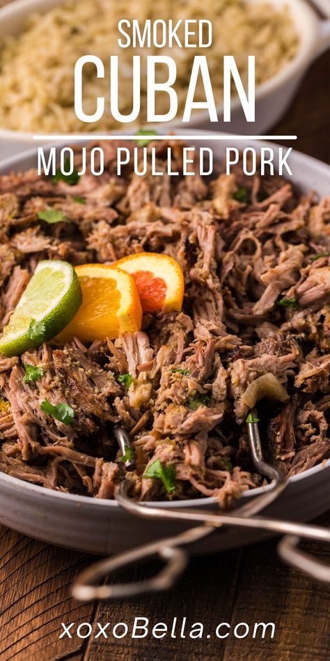 Cuban Pulled Pork, Smoked Pork Roast, Pulled Pork Roast, Cuban Mojo, Mojo Pork, Smoked Pork Shoulder, Cuban Dishes, Pellet Smoker, Pork Rub