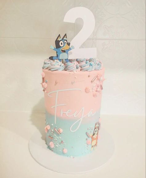 Number 2 Bluey Birthday Cake, Bluey Cake Pink, Pink Bluey Birthday Cake, Twoey Bluey Birthday, Bluey Birthday Cake For Girl, Bluey Birthday Party Ideas Girl, Bluey Cake Ideas, Bluey Birthday Cake, Bingo Cake