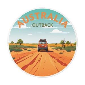 A roadtrip around Australia is a right of passage and this is the perfect sticker to remember the trip. This sticker has a white border around the entire design. Our stickers are all individually custom made, showcasing modern yet retro & vibrant art illustrations of your favorite locations around the world. Australia Stickers, Circle Stickers, Travel House, Australian Outback, Travel Stickers, Australian Animals, Australia Living, Notebook Journal, Vibrant Art