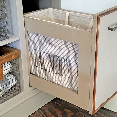 Hamper In Bedroom, Hidden Hamper, Hidden Laundry Hamper, Easy Diy Desk, Biscuit Joiner, Camper Remodeling, Hidden Laundry, Laundry Sorting, Laundry Ideas