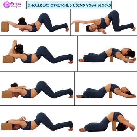 Shoulders Stretches, Yoga Blocks Exercises, Flexibility Tips, Shoulder Flexibility, Hata Yoga, Stretching Flexibility, Shoulder Stretches, Puppy Pose, Yoga Inspo