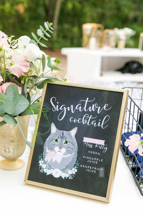 Cat Signature Drink Sign, Wedding Drink Menu Sign, Vodka And Pineapple Juice, Wedding Drink Menu, Elopement Party, Cocktail Sign, Signature Cocktails Wedding, Signature Cocktail Sign, Cat Wedding