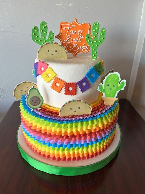 Taco Bout Love Cake Ideas, Fiesta Gender Reveal Cake, Taco About A Baby Cake, Three Esta Birthday Party Cake, Mexican Baby Shower Cake, Taco Bout A Baby Cake, Fiesta Baby Shower Cake, Fiesta Party Cake, Fiesta Theme Cake