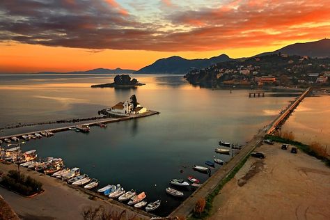 "View from Kanoni - Corfu island" by Hercules Milas | Redbubble Corfu Island, Corfu Greece, Greece Islands, Santorini Greece, Greek Island, Corfu, Magical Places, Greece Travel, Beautiful Islands