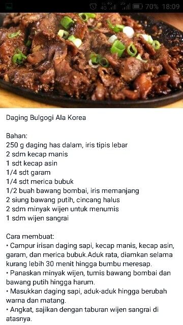 Daging bulgogi ala korea Resep Makanan Beku, Homemade Recipe Books, Food Plating Techniques, Culinary Cooking, Food Receipt, Foreign Food, Makanan Diet, Bulgogi, Food Recepie