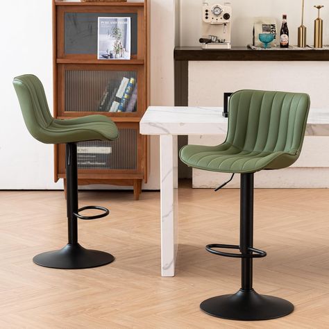 Kidol & Shellder Modern Bar Stools Set of 2,Olive Green Leather Upholstered Adjustable Barstools for Kitchen Island, Swivel Bar Chairs Counter Height Stools with Low Back, Stripe Pattern : Amazon.ca: Home Adjustable Bar Stools, Modern Bar Stools, Modern Bar, Counter Height Stools, Bar Chairs, Counter Height, Green Leather, Low Back, Stools