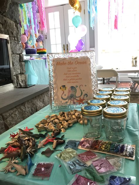 Under Water 1st Birthday Theme, Undersea Theme Birthday Party, Mermaid Themed Birthday Party Games, Shark Birthday Party Crafts, Underwater Party Activities, One Year Old Under The Sea Party, Under Sea Party Ideas, Marine Life Birthday Theme, Under The Sea Birthday Party Crafts