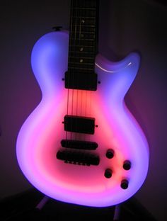 Neon LP Cool Electric Guitar Design, Cool Guitar Designs, Neon Guitar, Bass Guitar Lessons, Electric Guitar Design, Violin Lessons, Guitar Obsession, Custom Electric Guitars, Unique Guitars