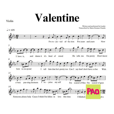 Title : Valentine From : Laufey Solo violin sheet music transcription by M. D. Claudia Kindly visit my youtube channel, if you are lucky enough you can get your fav sheet music for FREE https://www.youtube.com/@sliceofmelody Enjoy practicing! Thanks:) Please note that this product is not a physical item, it is a digital PDF that you will receive instantly upon purchase and can easily print out for your own use. Violin Notes With Letters, Sheet Music For Violin, Violin Sheet Music For Beginners, Valentine Laufey, Mandolin Songs, Easy Violin Sheet Music, Free Violin Sheet Music, Viola Sheet Music, Valentine Music