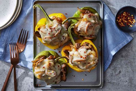 Cheesesteak Peppers, Stuffed Pepper Recipes, Philly Cheesesteak Stuffed Peppers, Cheesesteak Stuffed Peppers, Easy Breakfast Brunch, Pepper Recipes, Diet Dinner, Keto Beef, Healthy Kidneys