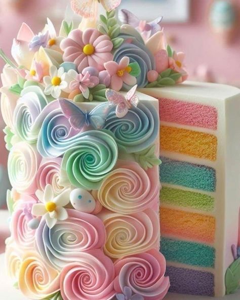 Pastel Color Cakes Birthdays, Mini Torte, Beautiful Cake Designs, Creative Cake Decorating, Creative Birthday Cakes, Cake Decorating Designs, Crazy Cakes, Pretty Birthday Cakes, Cute Birthday Cakes