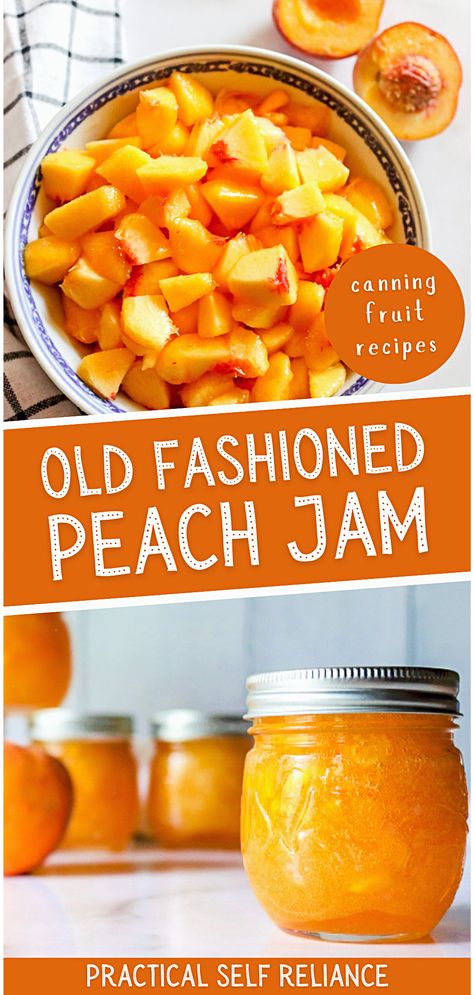 Peach Jam Recipe Canning With Pectin, Peach Jam With Pectin, Peach Jam Recipe Canning, Peach Canning, Canning Fruit Recipes, Peach Preserves Recipe, Peaches Recipes, Homemade Peach Jam, Jam Canning