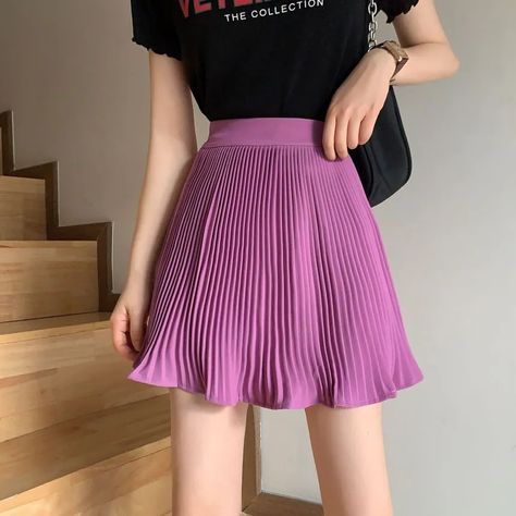 Pleated Skirt Short, High Waisted Pleated Skirt, Look Retro, Ruffle Mini Skirt, Skirt Y2k, 90s Grunge, Summer Style Casual, College Fashion, Pleated Mini Skirt