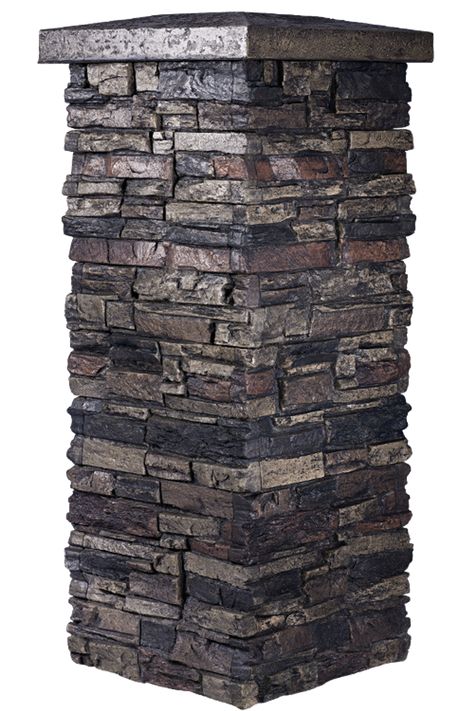 15" x 36" Faux Stone Column - Truffle - Corner with Cap Faux Stacked Stone, Brick Pillars, Civil Engineering Projects, Column Wraps, Stone Pillars, Stone Columns, Concept Board, Stacked Stone, Faux Stone