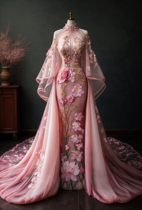 Fantasy Gowns Pink, Fantasy Dress Pink, Pink Fantasy Gown, Princess Wedding Dresses Pink, Pink Fantasy Dress, Dress Armor, Gaun Abad Pertengahan, Fantasy Dresses, Fantasy Gowns