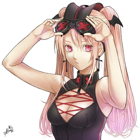 Anime Goggles, Girl With Pink Hair, Art Outfit, Anime Base, Anime Book, Reference Poses, Pink Eyes, Cross Earrings, Art Stuff