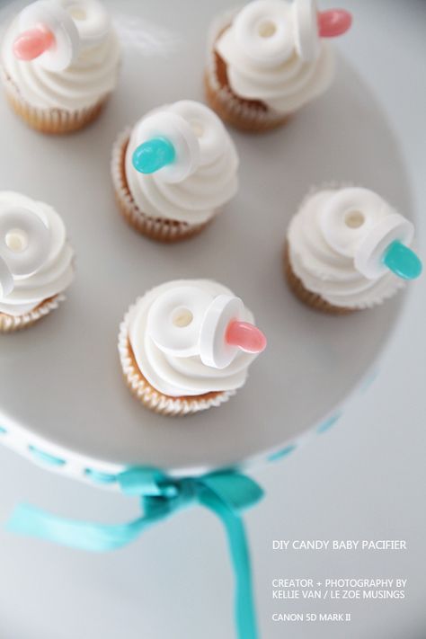 Pacifier Cupcakes, Baby Shower Cupcakes For Boy, Baby Pacifiers, Muffins Recipes, Cupcakes For Boys, Christening Cakes, Shower Desserts, Diy Cupcakes, Baby Shower Desserts