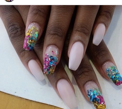 #Confetti nails Confetti Nails, Glitter Nails Acrylic, Nails Acrylic, Glitter Nails, Nail Design, Nail Inspo, Nail Art Designs, Confetti, Nail Designs