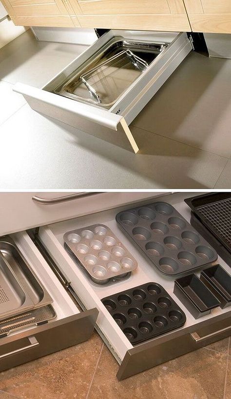 Under Cabinet Drawers, Under Cabinet Storage, Kitchen Storage Ideas, Small Kitchen Organization, Small Kitchen Storage, Kitchen Organization Diy, Diy Drawers, Diy Kitchen Storage, Ideas For Small Spaces