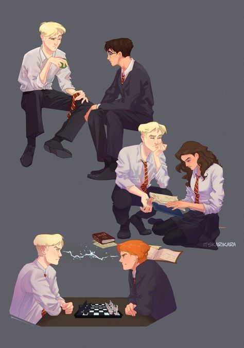 Gryffindor Draco, Ron Weasley Fan Art, Harry Potter Epilogue, Draco Fanart, Hermione And Ron, Harry Hermione, Harry Potter Friends, Dramione Fan Art, Draco And Hermione