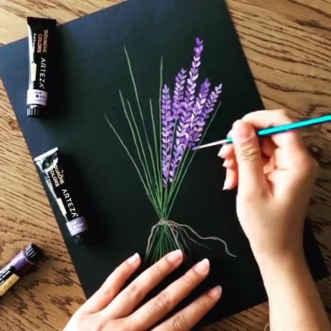 Painting Lavender, Simple Henna Designs, Flower Lavender, Acrylic Tutorials, Easy Acrylic Painting, Acrylic Painting Flowers, Drawing Flowers, Canvas Painting Tutorials, Easy Canvas