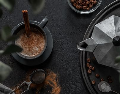 Styling Food Photography, Coffee Advertising, Photography Food Styling, Chocolate Book, Coffee Artwork, Coffee Shop Photography, Food Art Photography, Coffee Shot, Pretty Coffee