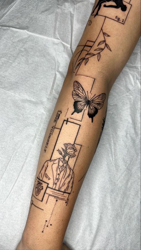 Ambition Tattoo, Pair Tattoos, Geometric Sleeve Tattoo, Tattoo Spots, Mommy Tattoos, Fire Tattoo, Tattoos For Black Skin, Full Body Tattoo, Stylist Tattoos