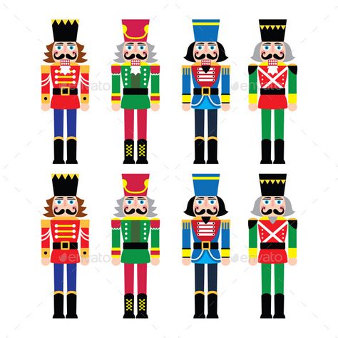 Vector icons set of Xmas nutcrackers statues isolated on white FEATURES: 100 Vector Shapes All groups have names All elements ar Nutcracker Image, Nutcracker Crafts, Nutcracker Decor, Christmas Nutcrackers, Vintage Nutcrackers, Christmas Soldiers, Nutcracker Soldier, Noel Christmas, Nutcracker Christmas