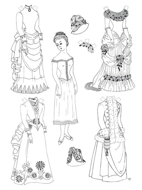 paper doll Coloring Pages | Free Printable Paper Doll Coloring Pages For Kids Paper Dolls Printable Free, Paper Doll Coloring, Doll Coloring Pages, Our Generation Doll Clothes, Victorian Paper Dolls, Dolls Printable, Free Printable Paper Dolls, Victorian Paper, Doll Clothes Patterns Free