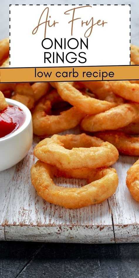 Air Fry Onions, Onion Rings In Air Fryer, Air Fry Onion Rings, Onion Rings Recipe Air Fryer, Air Fried Onion Rings Recipe, Air Fried Recipes Healthy, Air Fryer Onion Rings Recipe, Fried Onion Rings, Air Fryer Onion Rings